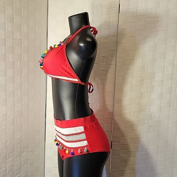 BRAND NEW DIANA SECRET HIGH WAIST TWO PIECE BIKINI SET PADDED SOLID SWIMSUITS - Picture 9 of 12